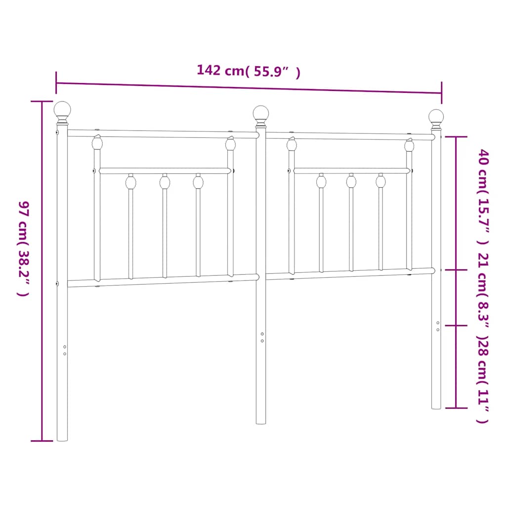 udskiftningsgavl 135 cm metal sort