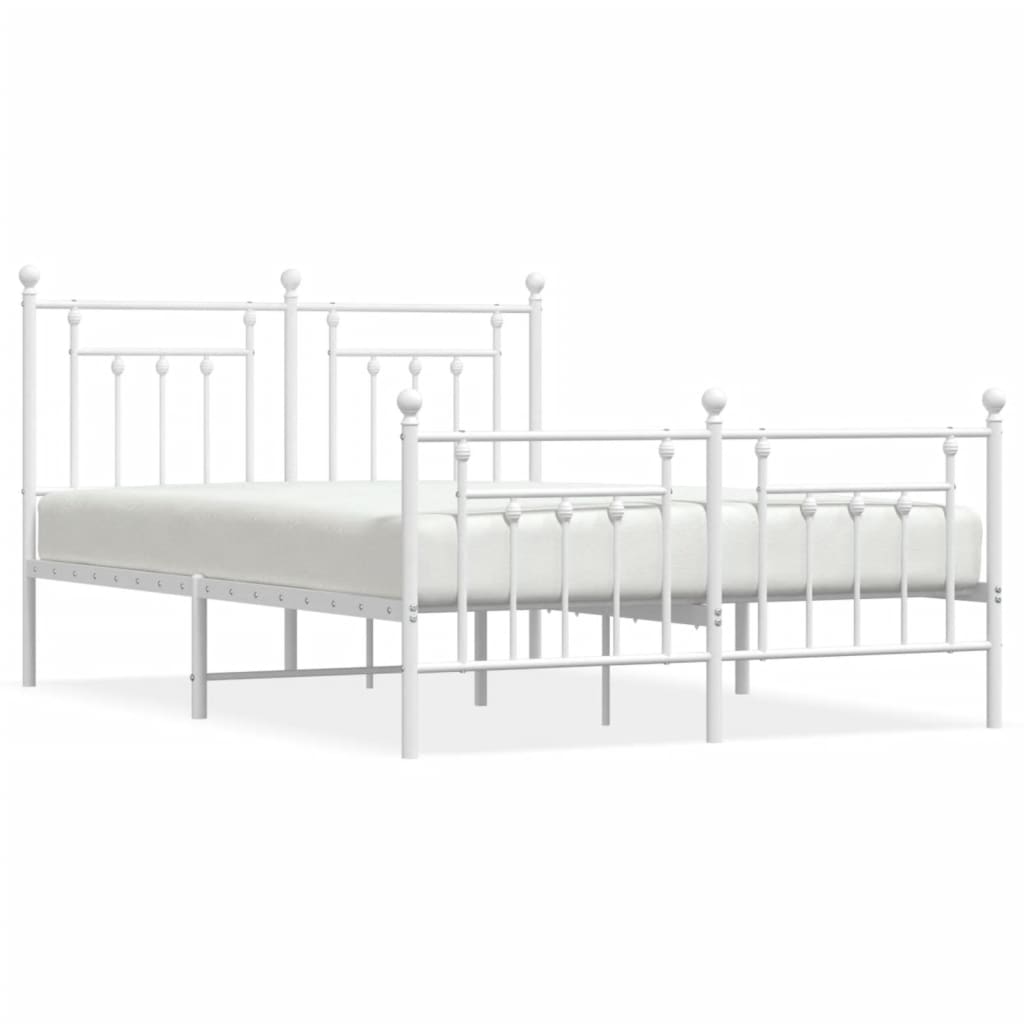 sengeramme med sengegavl og fodgærde 140x190 cm metal hvid