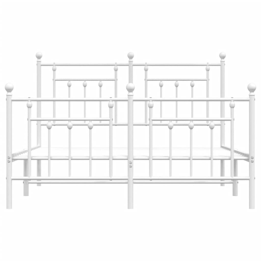 sengeramme med sengegavl og fodgærde 140x190 cm metal hvid