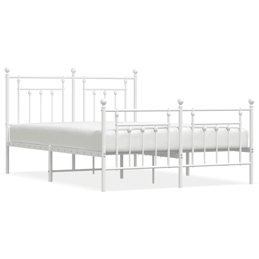 sengeramme med sengegavl og fodgærde 140x200 cm metal hvid