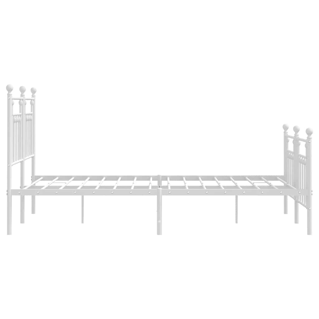 sengeramme med sengegavl og fodgærde 150x200 cm metal hvid
