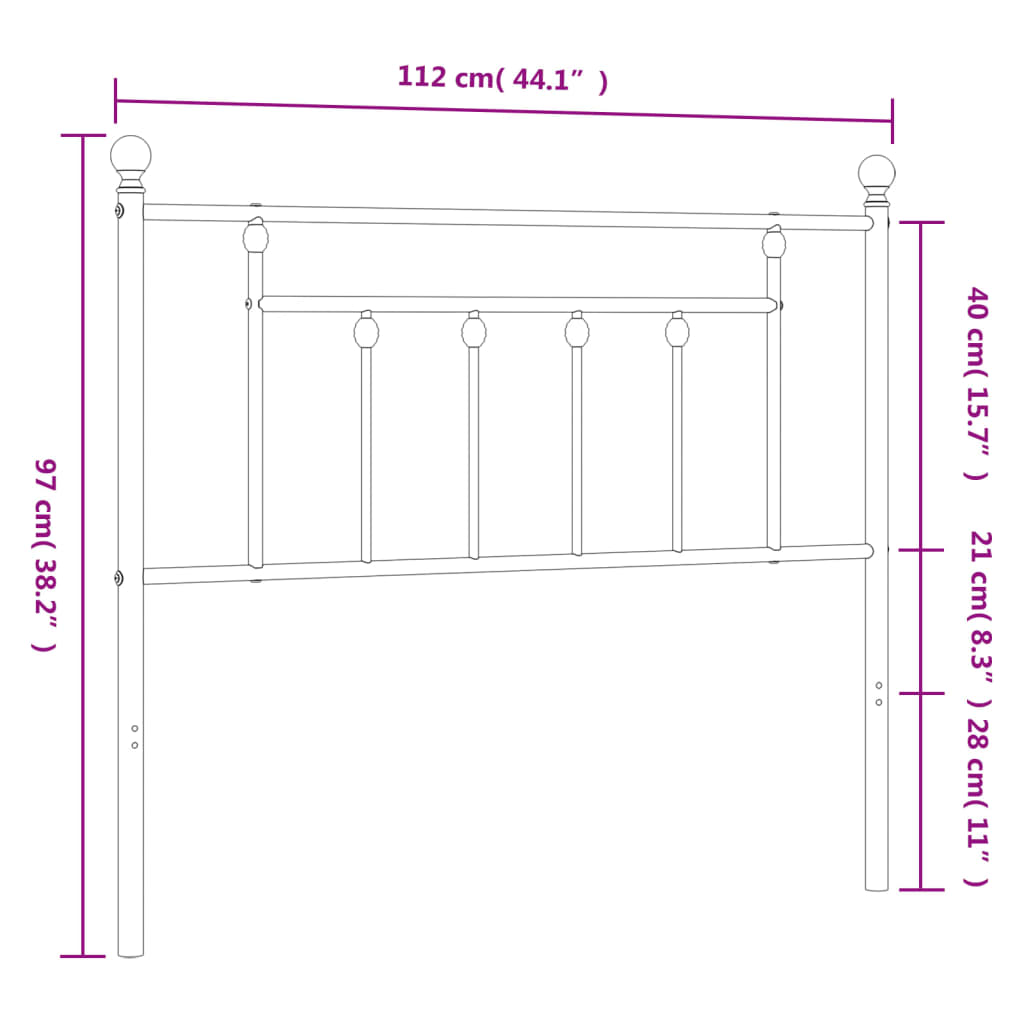 udskiftningsgavl 107 cm metal hvid