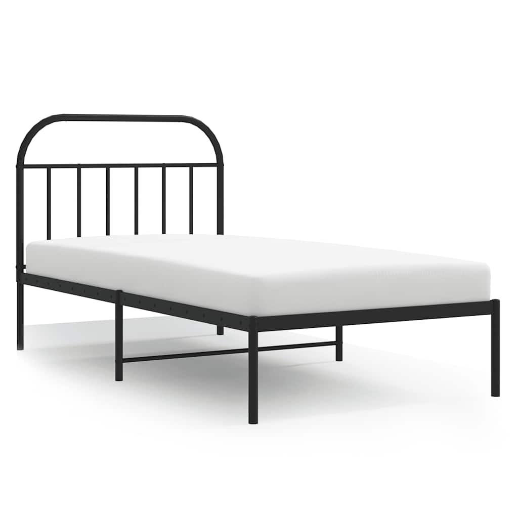 sengeramme med sengegavl 100x190 cm metal sort