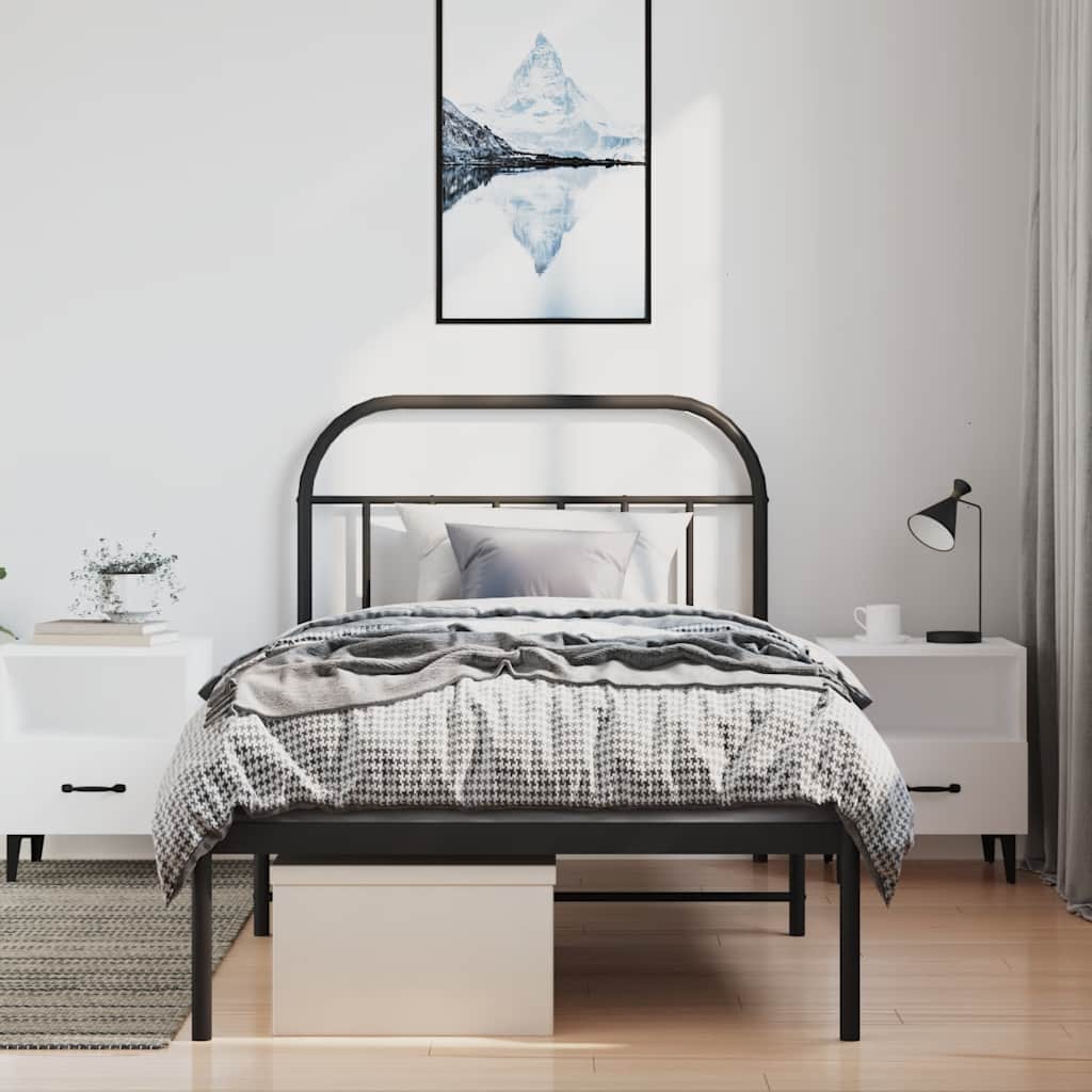 sengeramme med sengegavl 100x190 cm metal sort