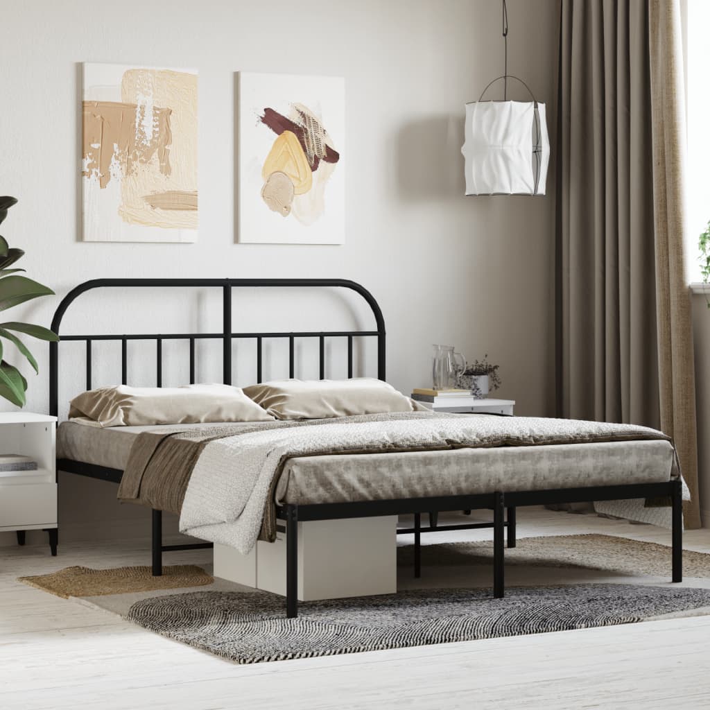 sengeramme med sengegavl 140x200 cm metal sort