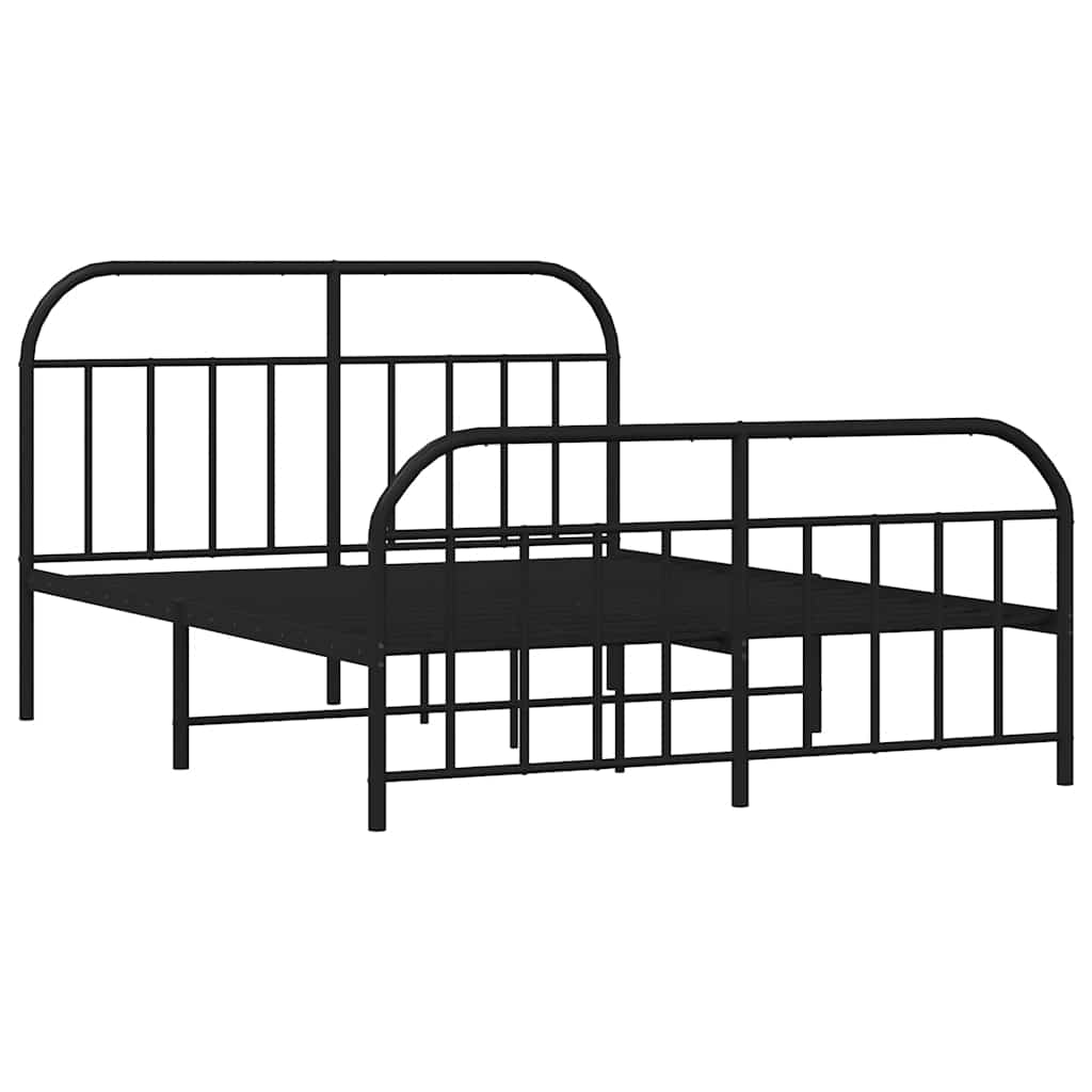 sengeramme med sengegavl og fodgærde 150x200 cm metal sort