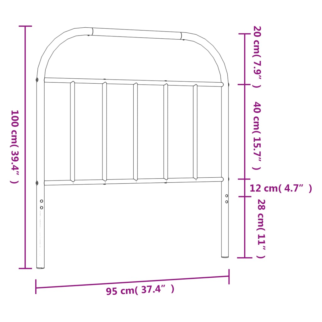 udskiftningsgavl 90 cm metal sort