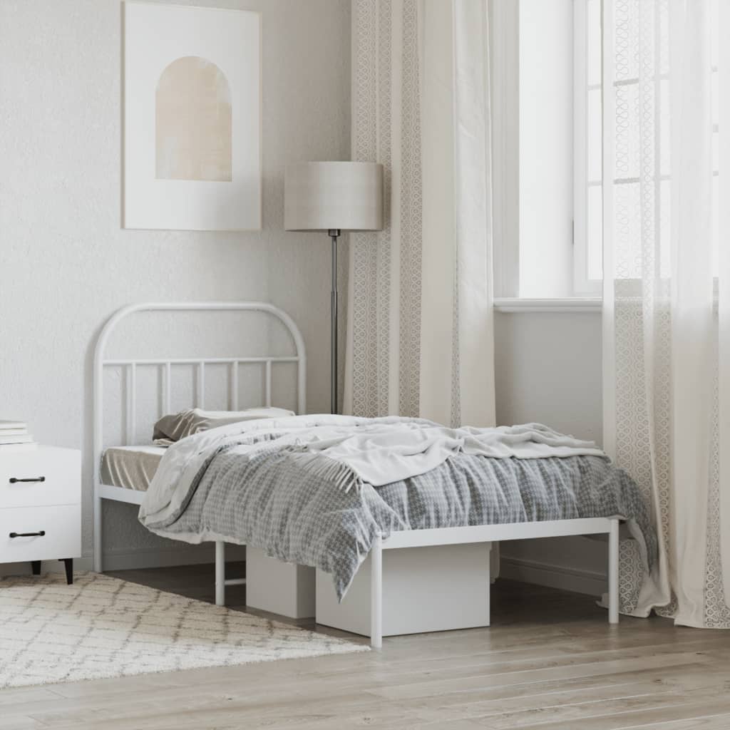 sengeramme med sengegavl 90x190 cm metal hvid