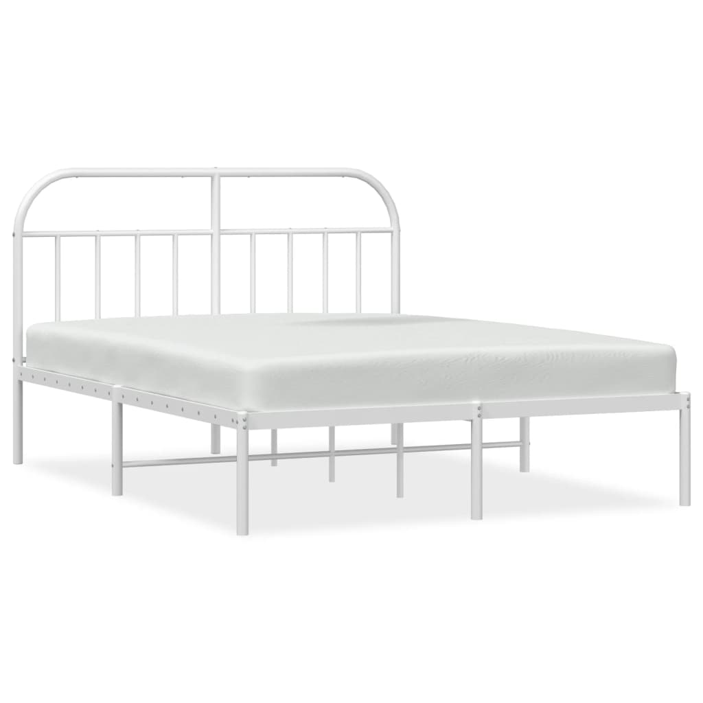 sengeramme med sengegavl 140x200 cm metal hvid