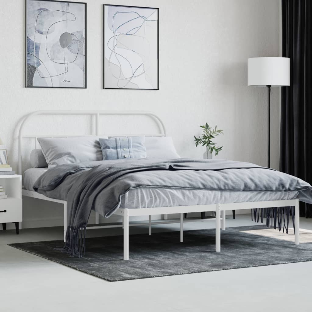 sengeramme med sengegavl 140x200 cm metal hvid