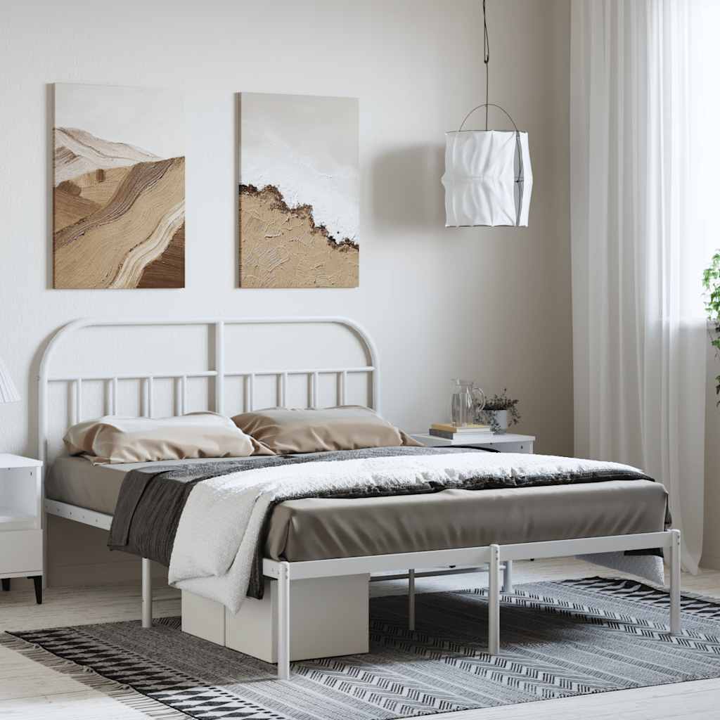 sengeramme med sengegavl 150x200 cm metal hvid