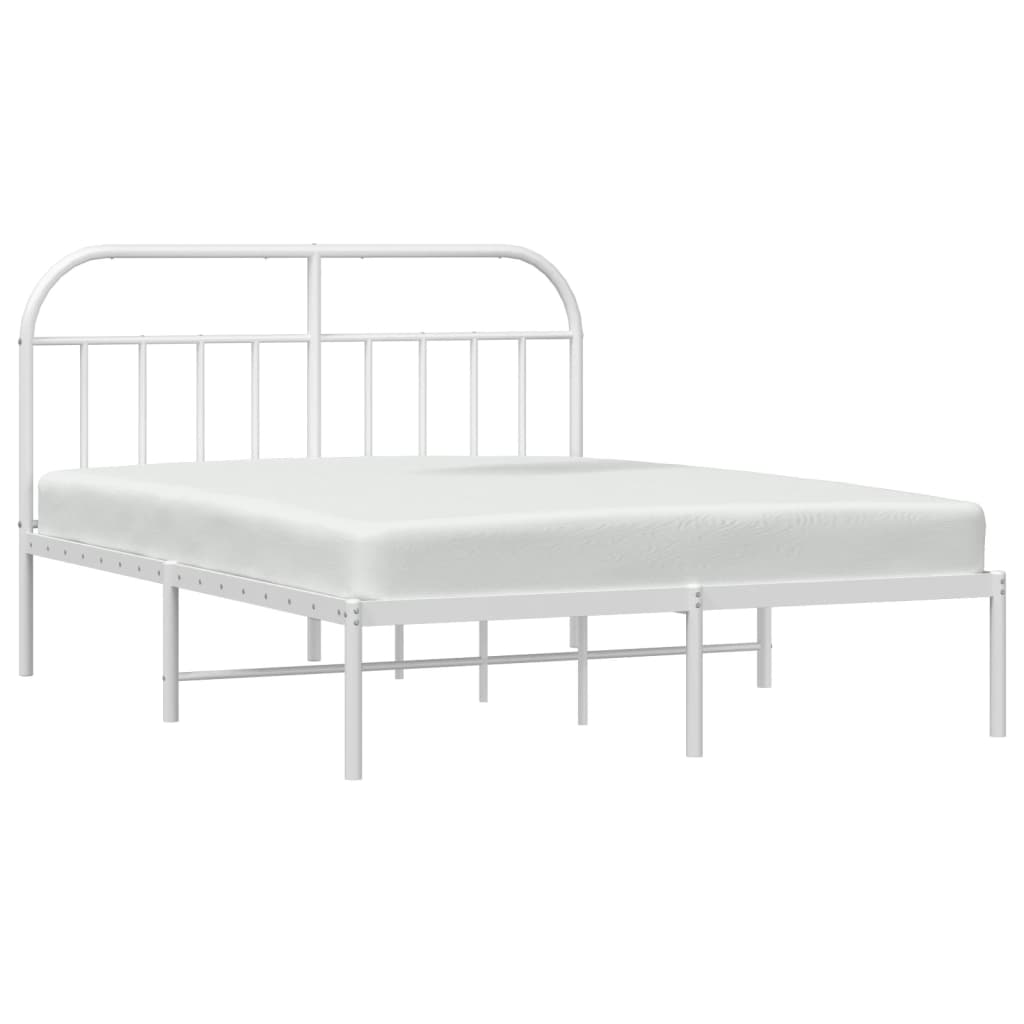sengeramme med sengegavl 160x200 cm metal hvid