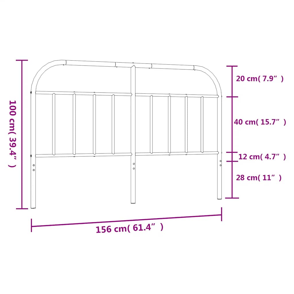 udskiftningsgavl 150 cm metal hvid
