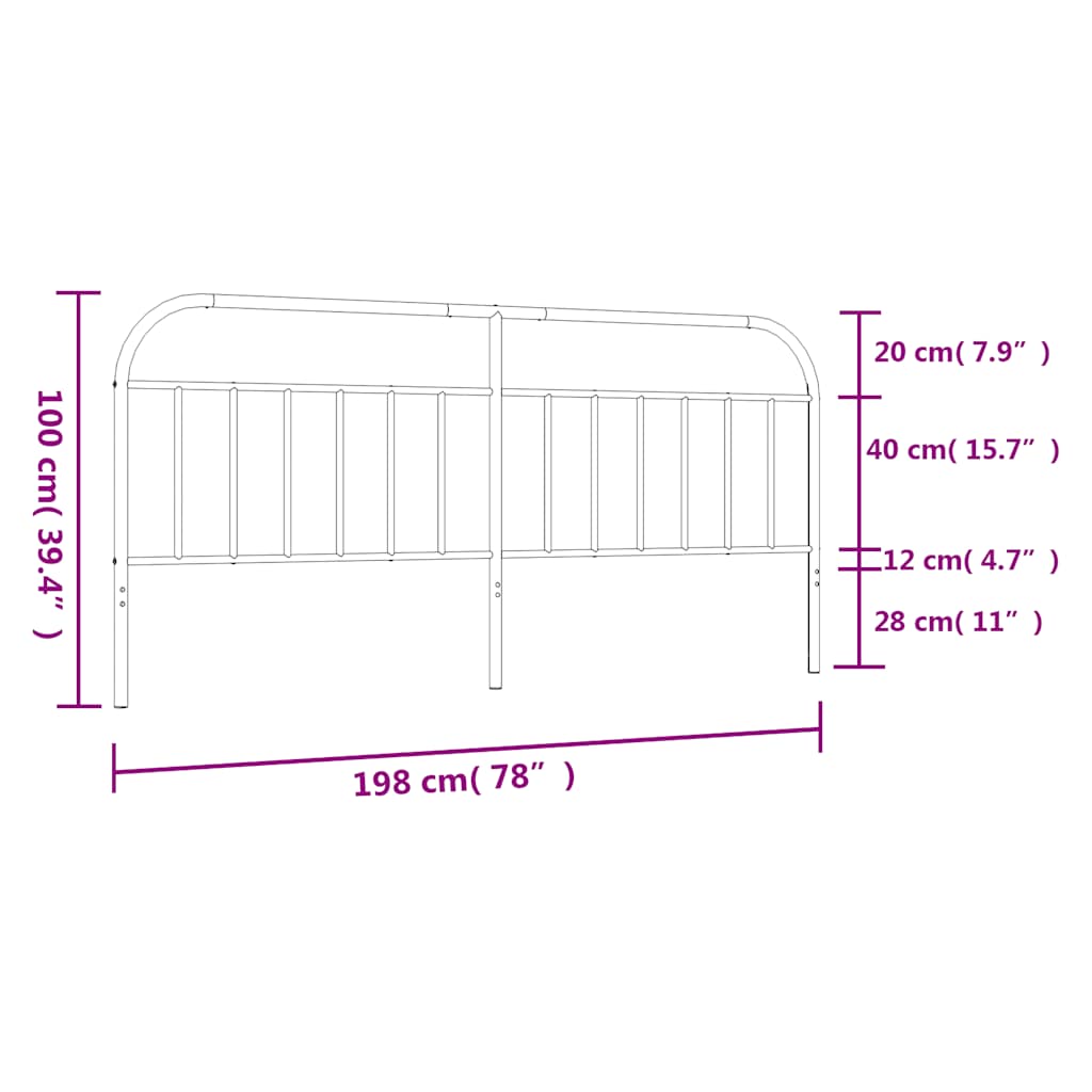 udskiftningsgavl 193 cm metal hvid