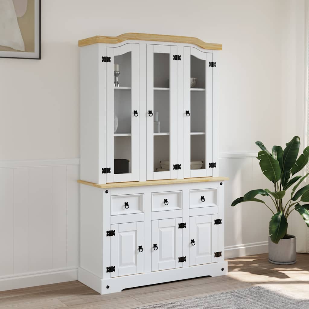 skænk Corona 112x43x196 cm massivt mexicansk fyrretræ hvid