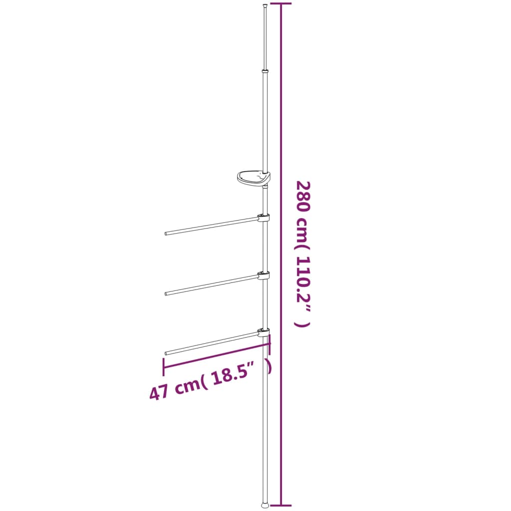 håndklædestativ 47x280 cm aluminium