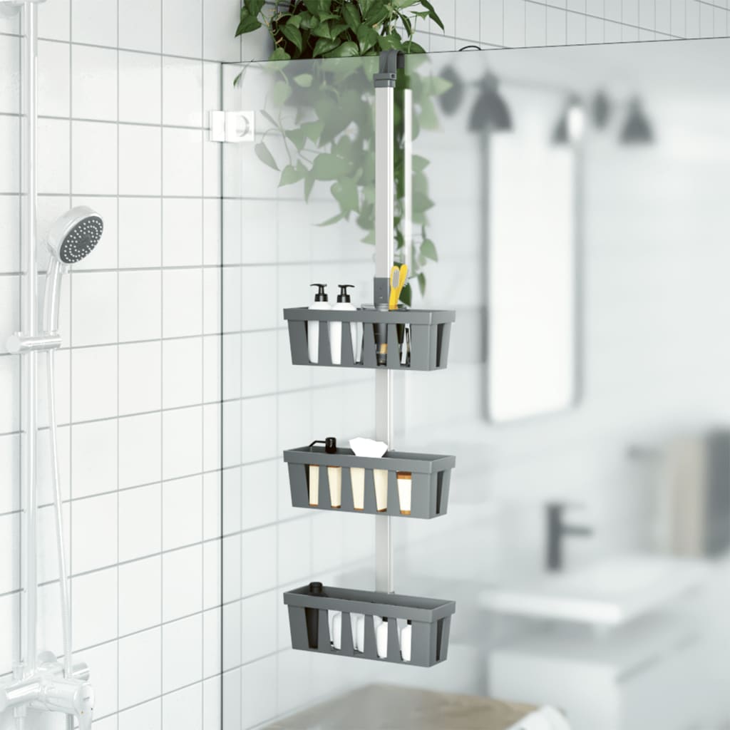 Brusehylde med 3 kurve - aluminium 30×15×67-105 cm