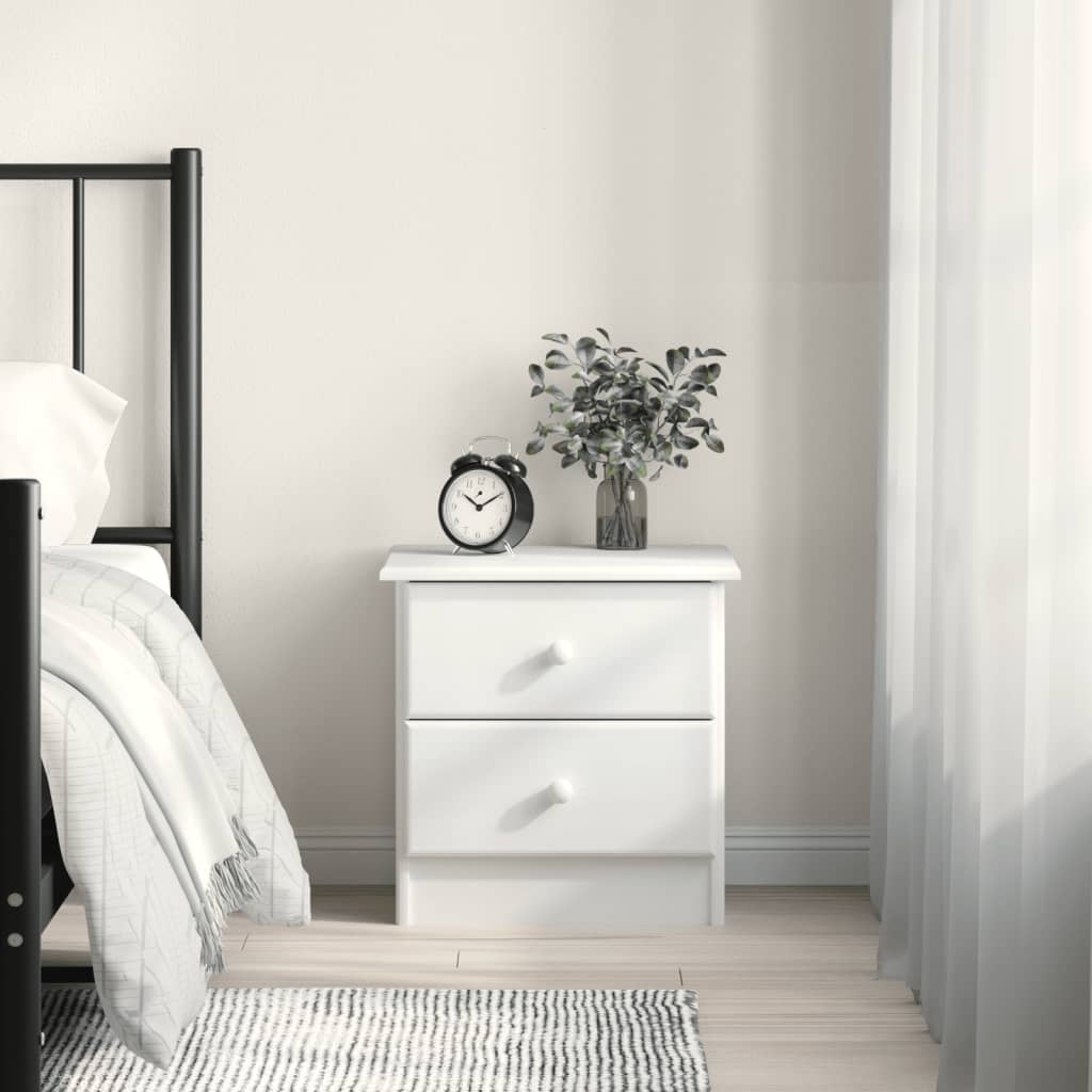 sengebord ALTA 41x35x41 cm massivt fyrretræ hvid billede