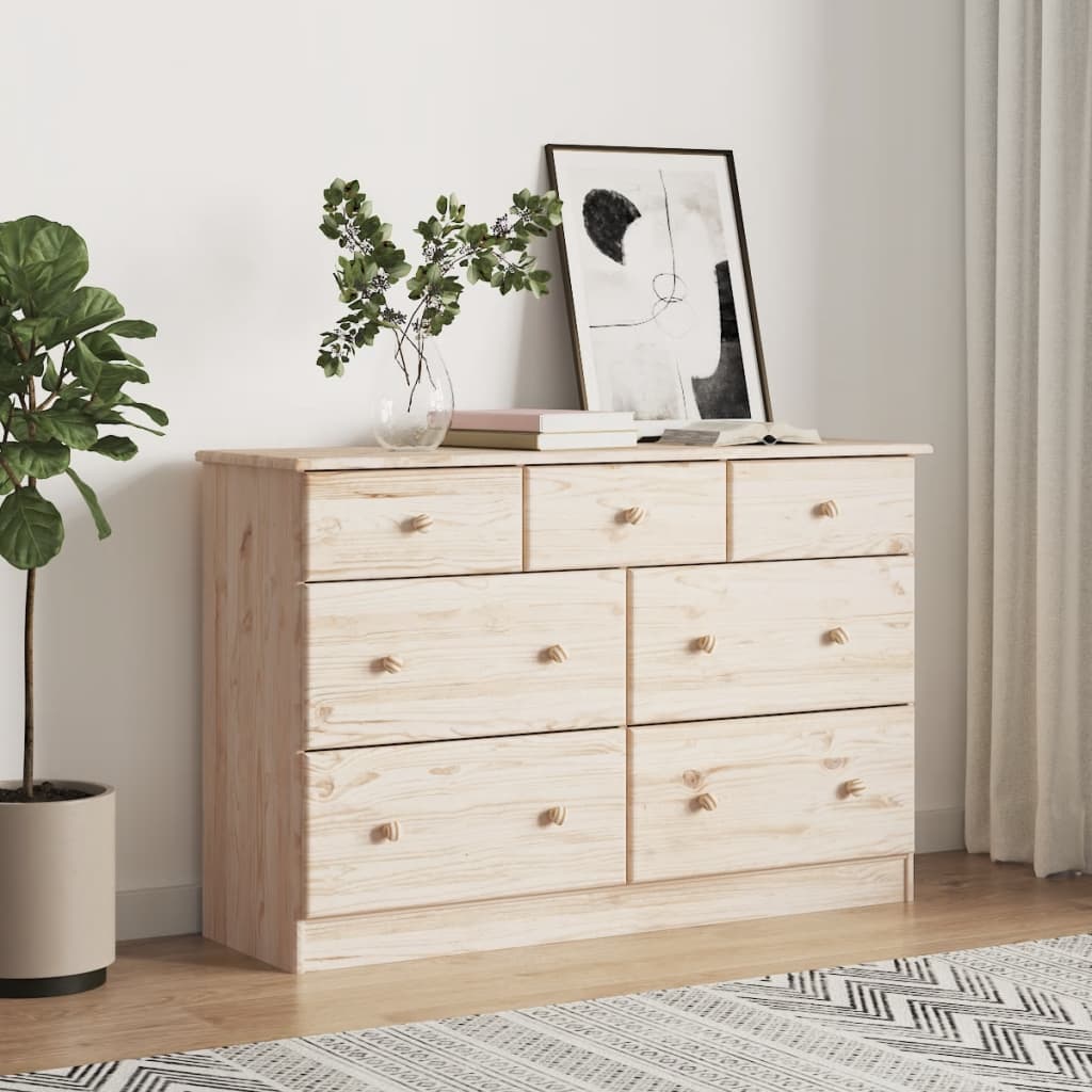 kommode ALTA 112x35x73 cm massivt fyrretræ billede