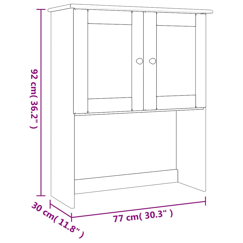 skabstop til skænk ALTA 77x30x92 cm massivt fyrretræ hvid