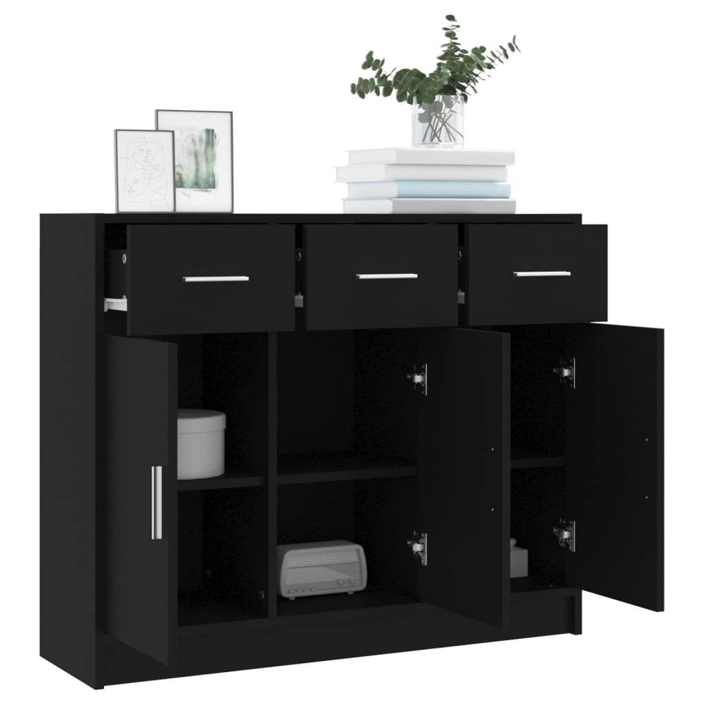 skænk 91x28x75 cm konstrueret træ sort