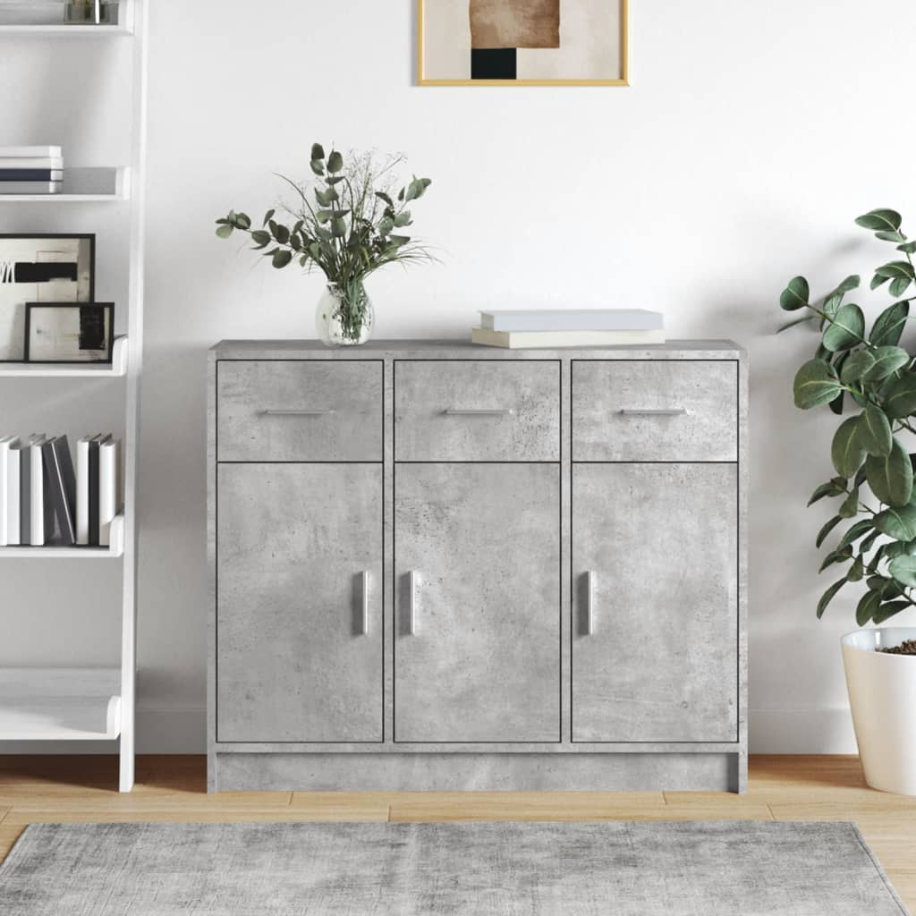skænk 91x28x75 cm konstrueret træ betongrå