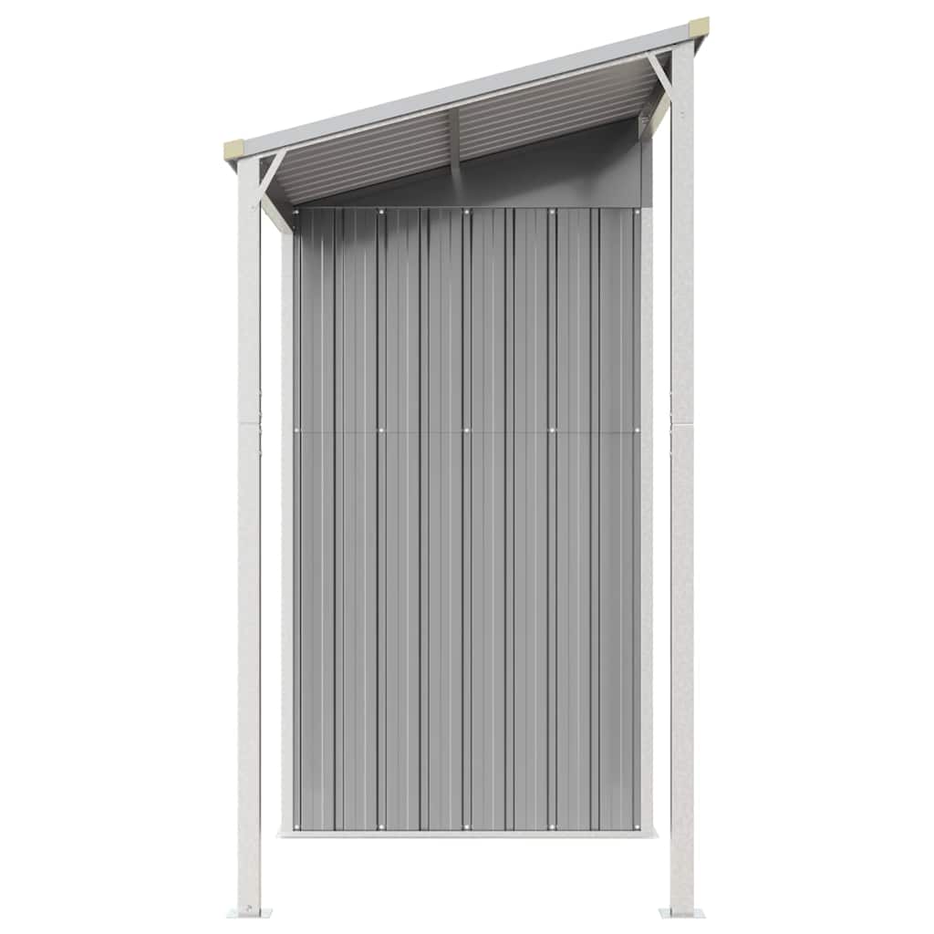 haveskur med forlænget tag lysegrå 277x107x181 cm stål