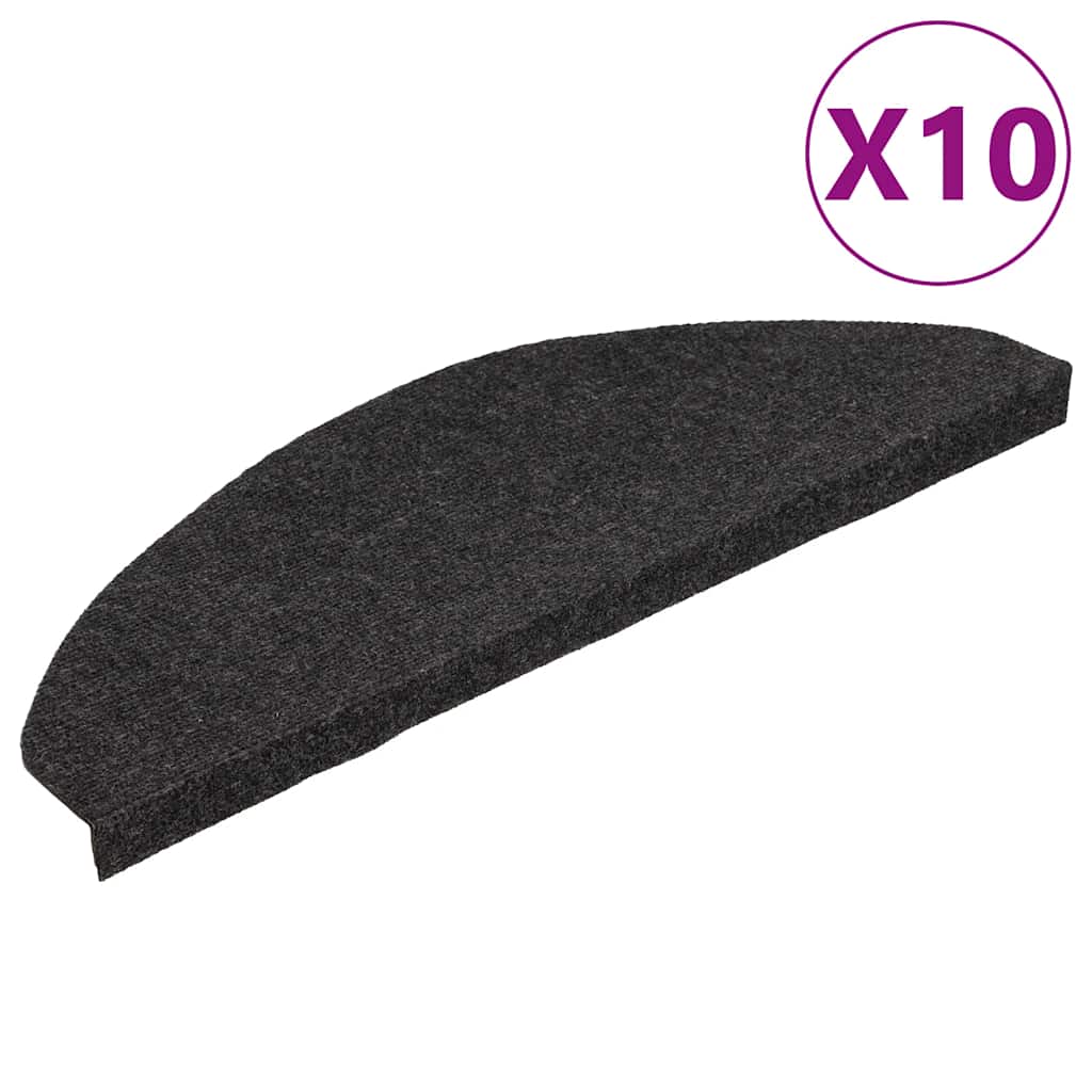selvklæbende trappemåtter 10 stk. 65x22,5x3,5 cm sort