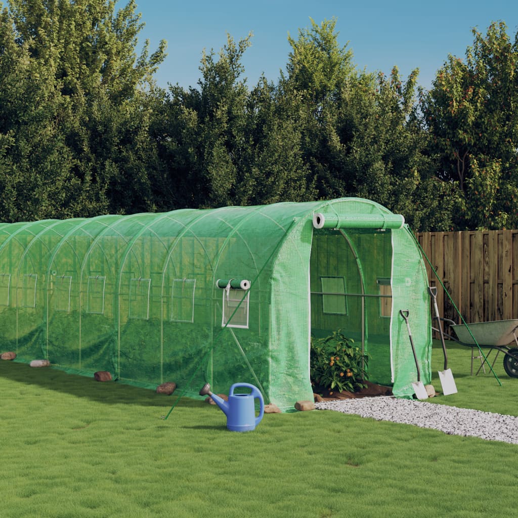 drivhus med stålstel 12 m² 6x2x2 m grøn billede