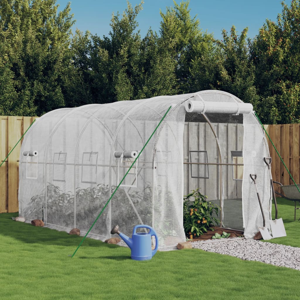 drivhus med stålstel 8 m² 4x2x2 m hvid billede