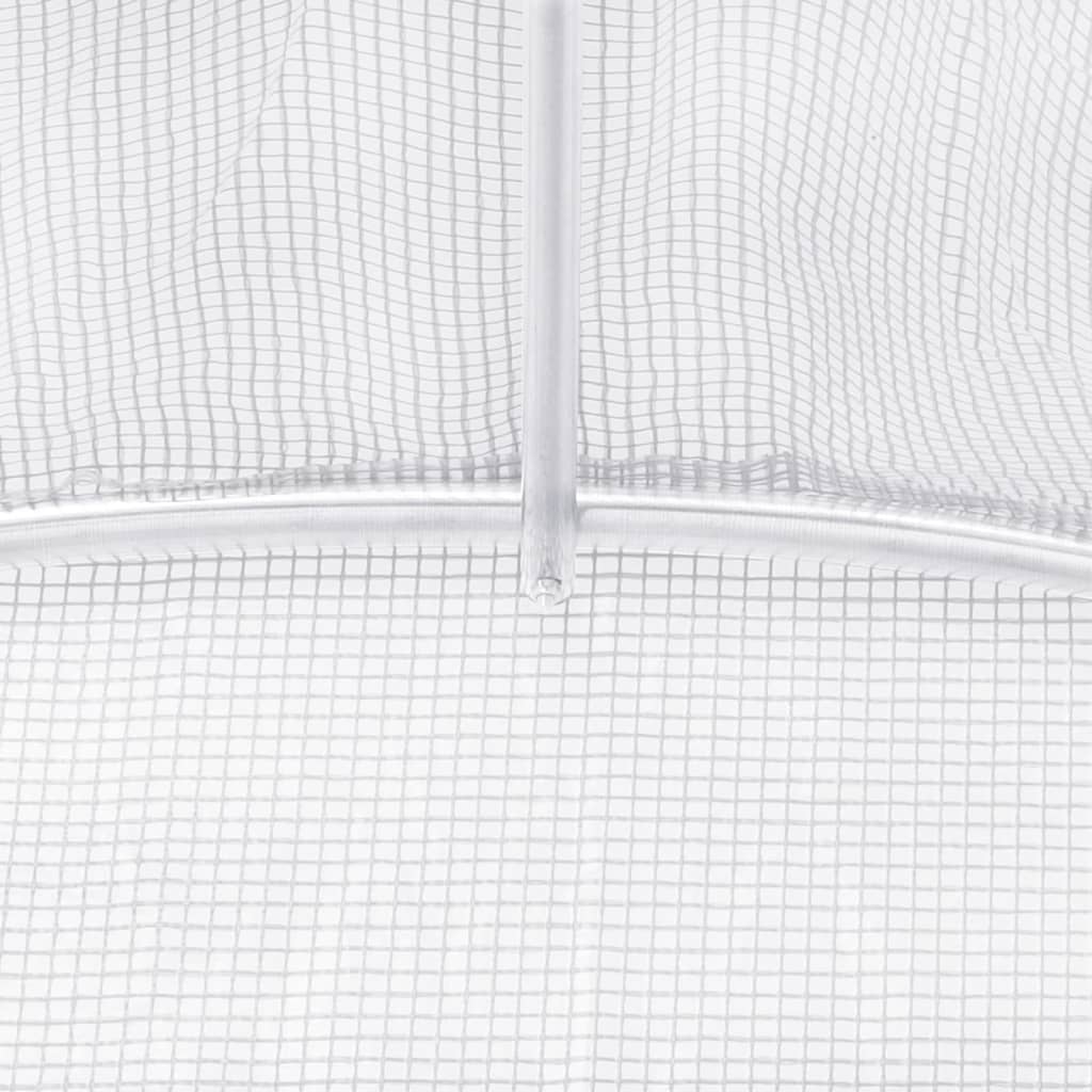 drivhus med stålstel 28 m² 14x2x2 m hvid