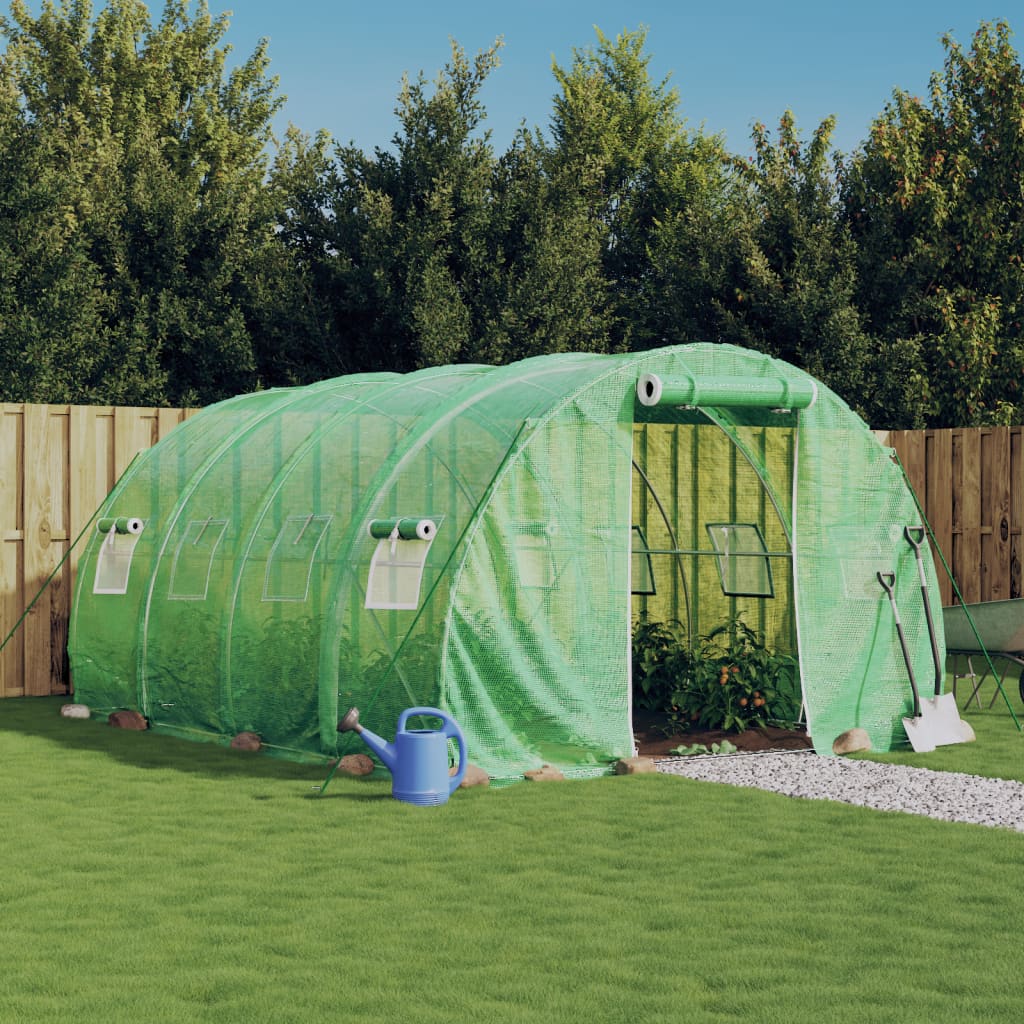drivhus med stålstel 12 m² 4x3x2 m grøn billede