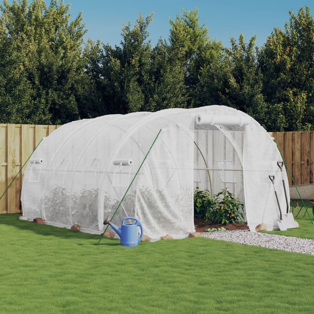 drivhus med stålramme hvid 12 m² 4x3x2 m billede