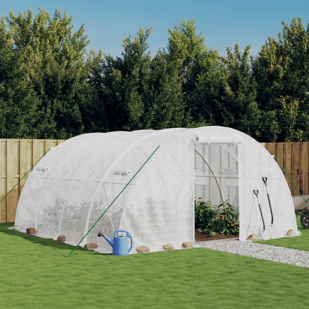drivhus med stålramme hvid 16 m² 4x4x2 m billede