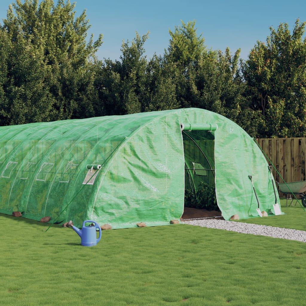 drivhus med stålstel 120 m² 24x5x2,3 m grøn billede