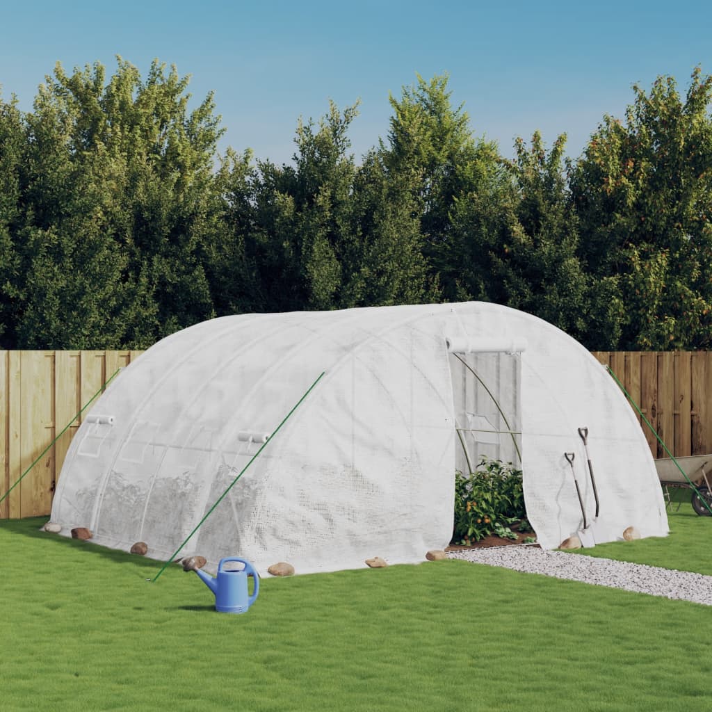 drivhus med stålramme hvid 20 m² 5x4x2,3 m billede