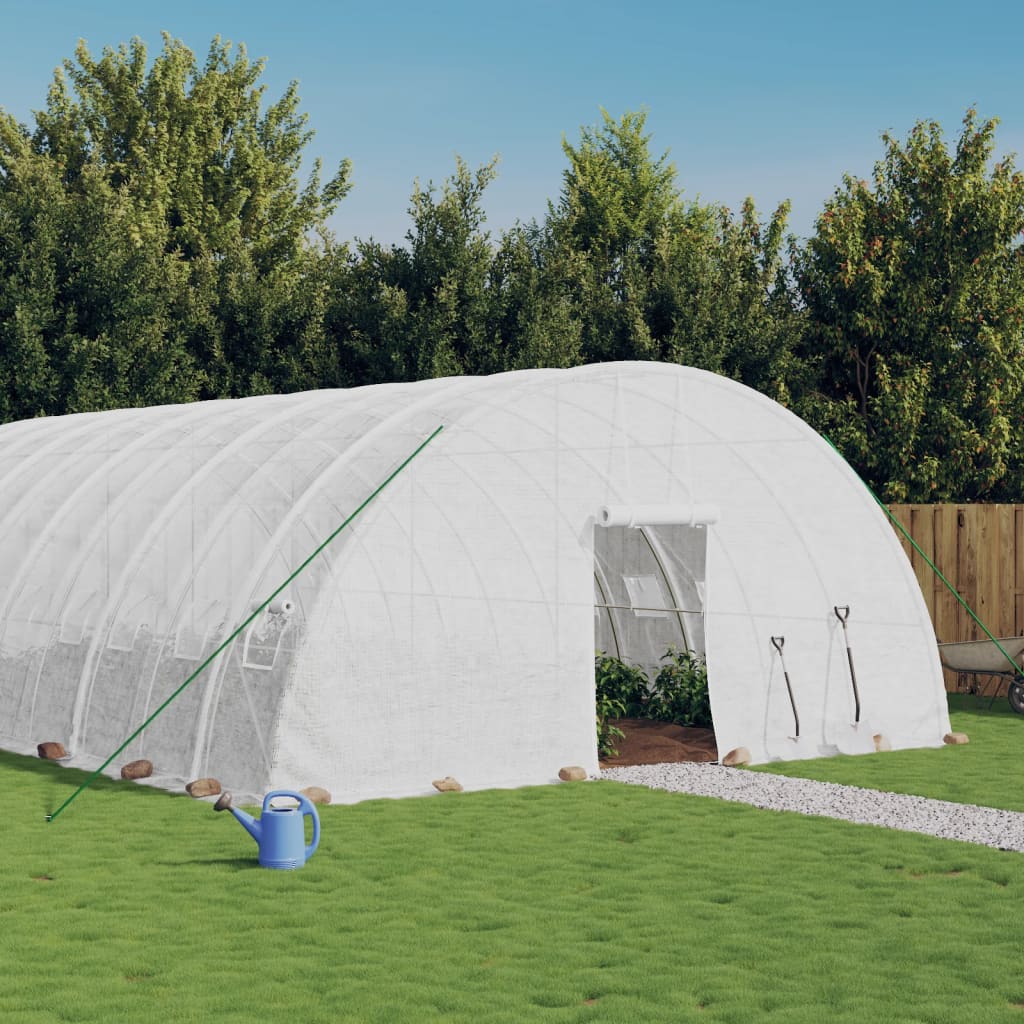 drivhus med stålstel 108 m² 18x6x2,85 m hvid billede