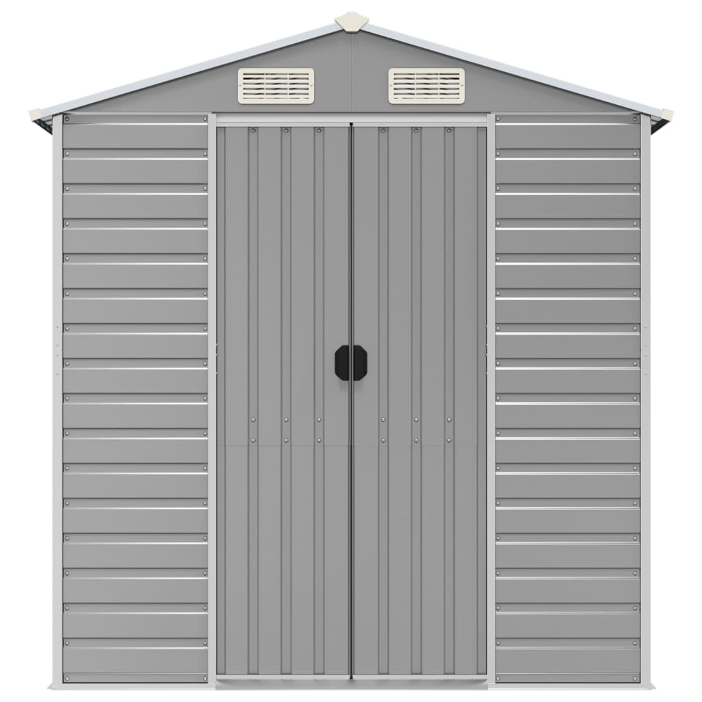 haveskur lysegrå 191x385x198 cm galvaniseret stål