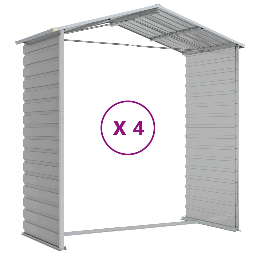 haveskur lysegrå 191x385x198 cm galvaniseret stål