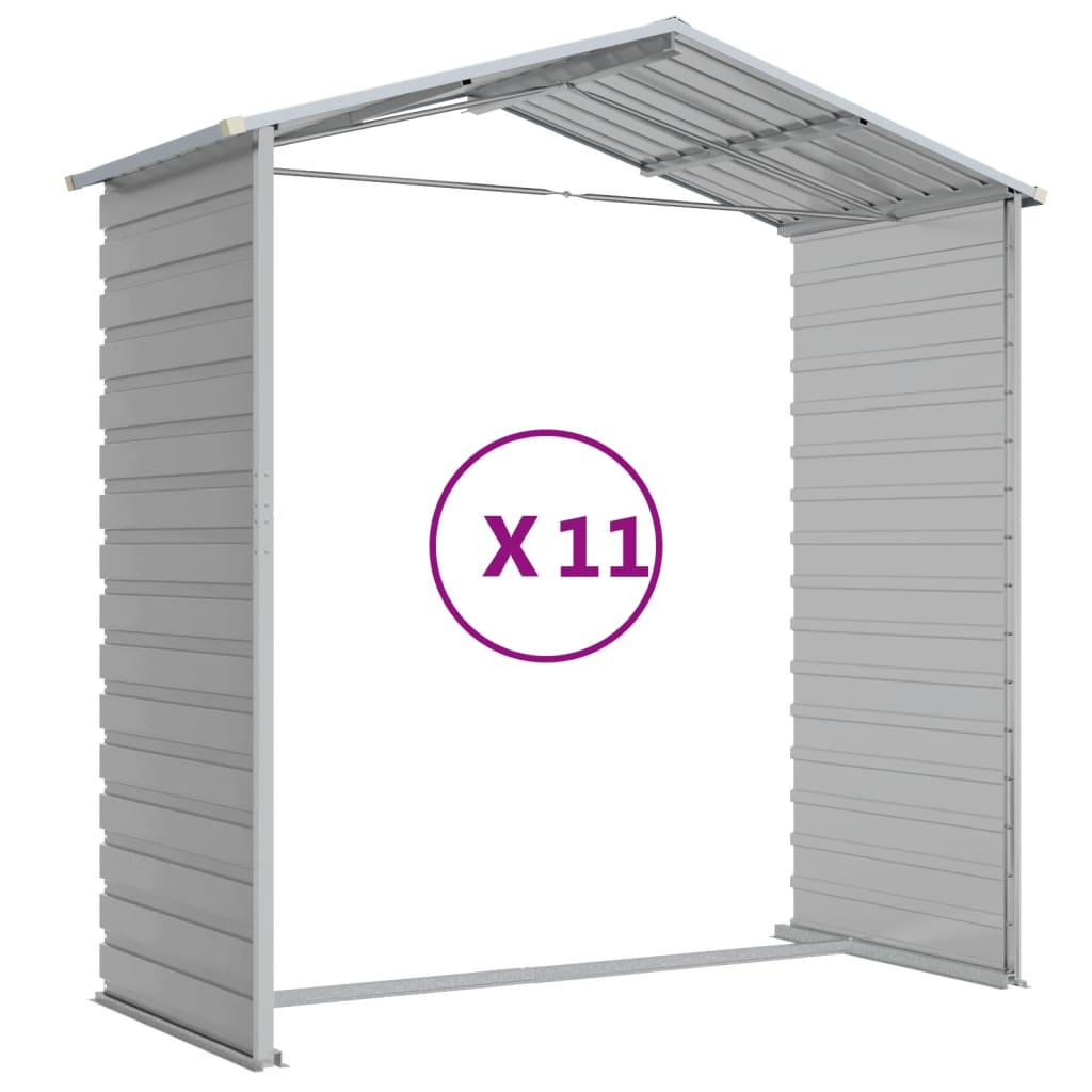 haveskur lysegrå 191x980x198 cm galvaniseret stål