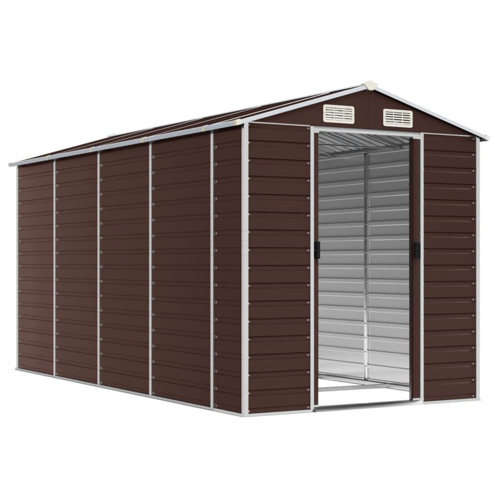 haveskur brun 191x385x198 cm galvaniseret stål