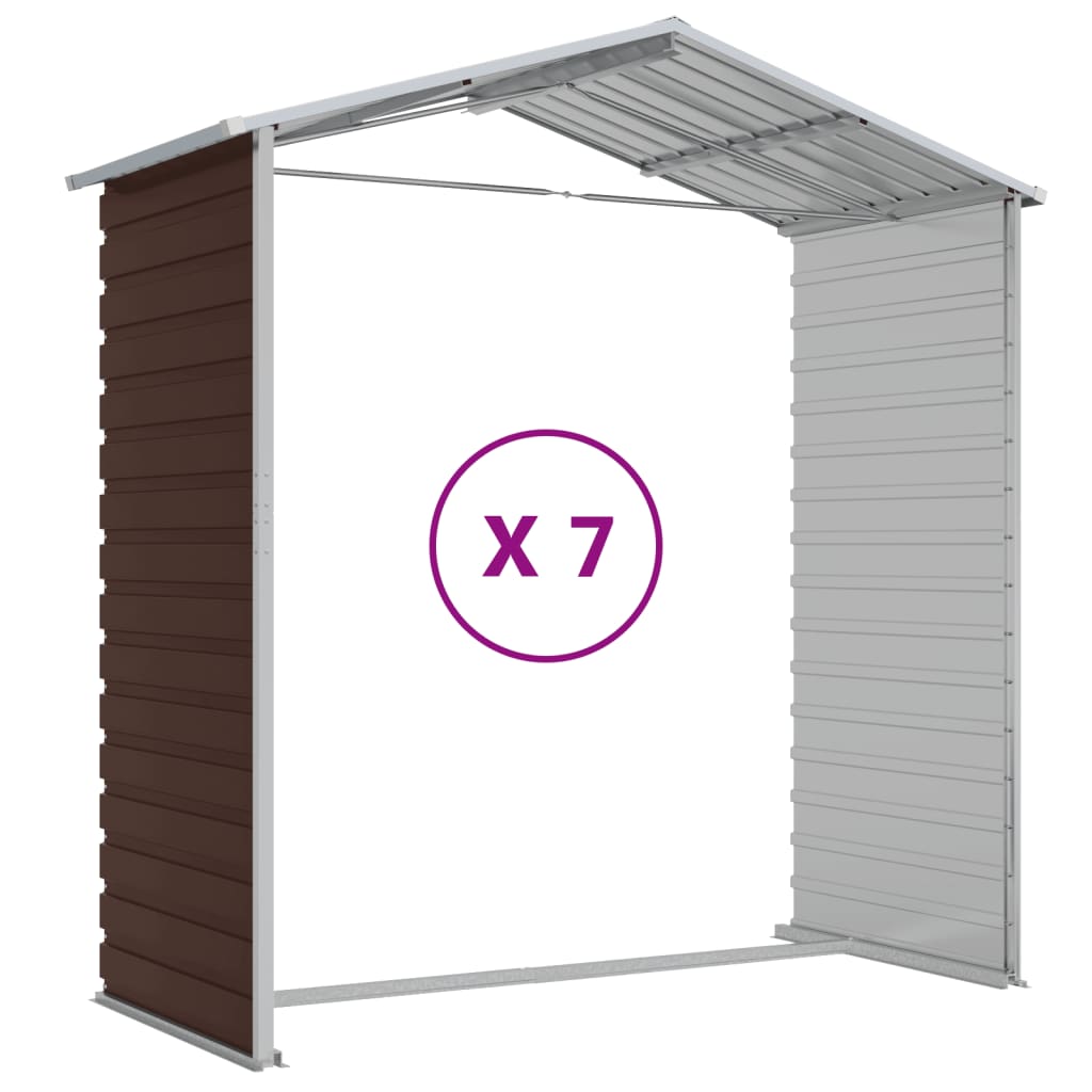 haveskur brun 191x640x198 cm galvaniseret stål