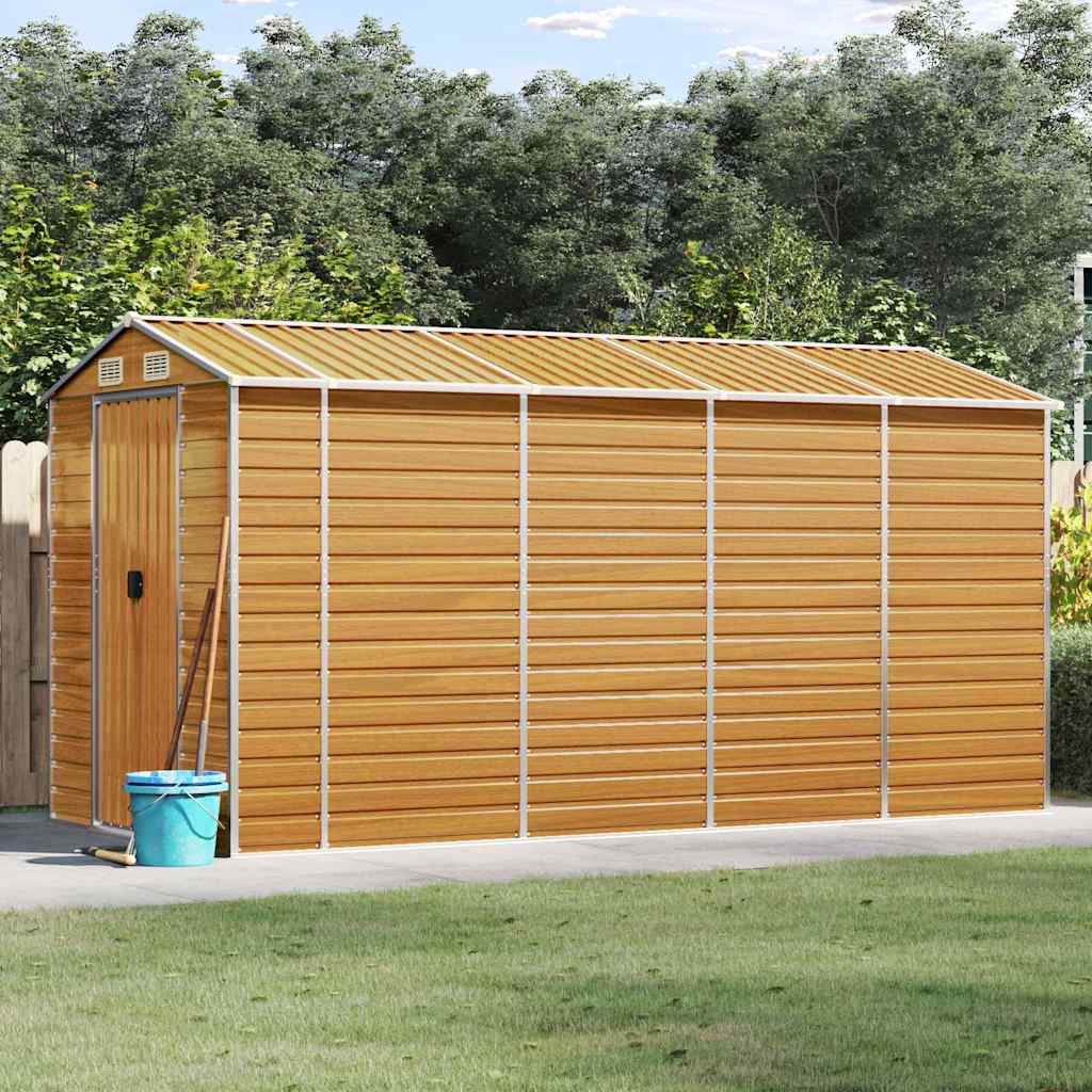 haveskur 191x385x198 cm galvaniseret stål lysebrun