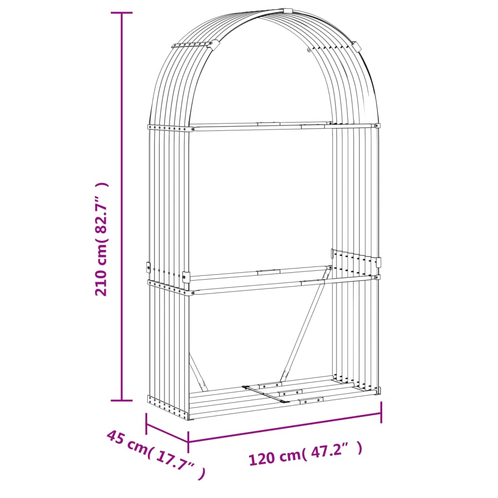 brændestativ 120x45x210 cm galvaniseret stål grøn