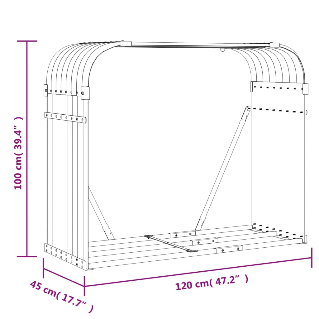 brændestativ 120x45x100 cm galvaniseret stål grøn