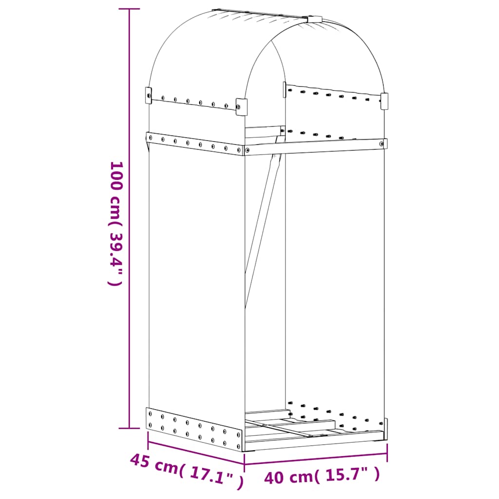 brændestativ 40x45x100 cm galvaniseret stål lysegrå