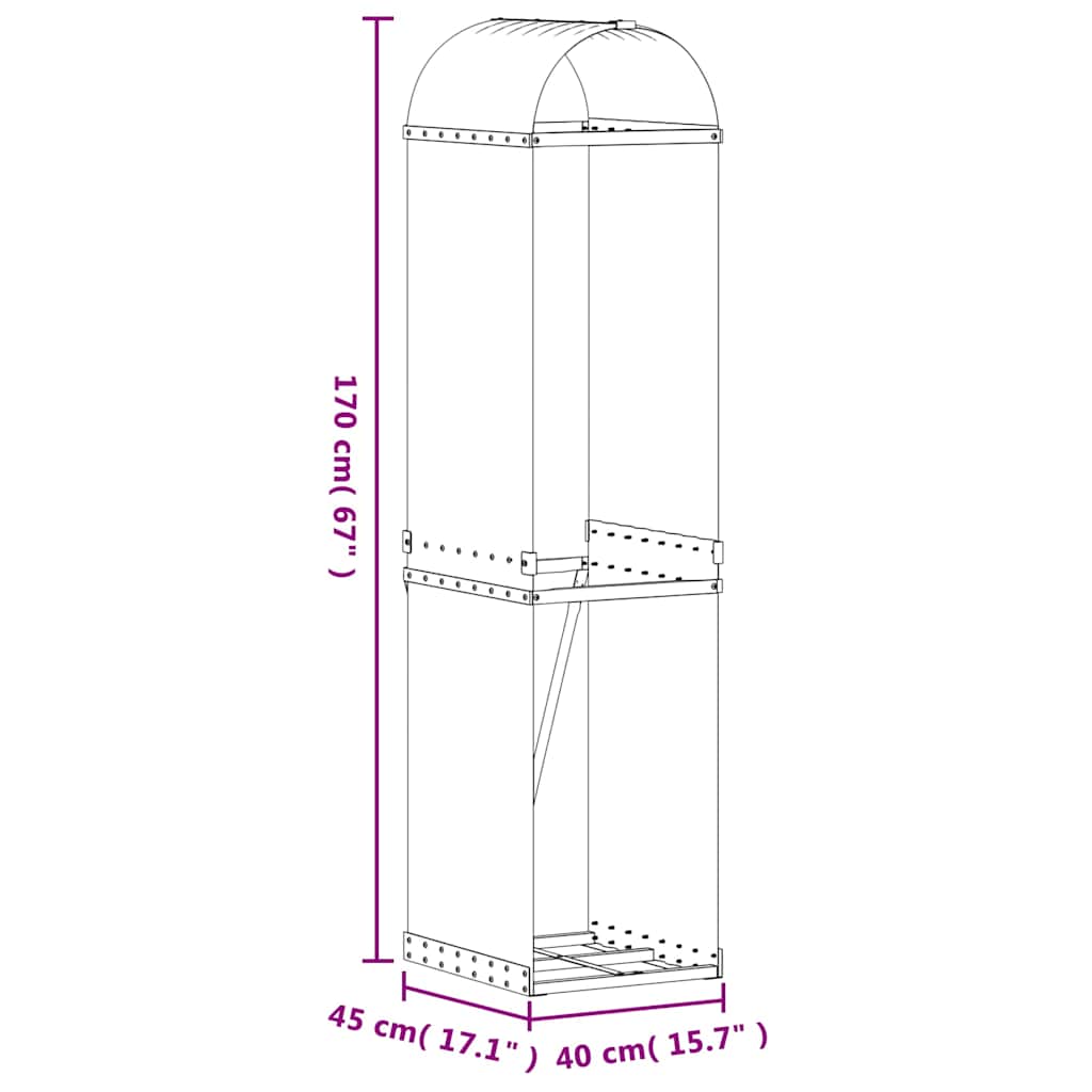 brændeholder antracit 40x45x170 cm galvaniseret stål