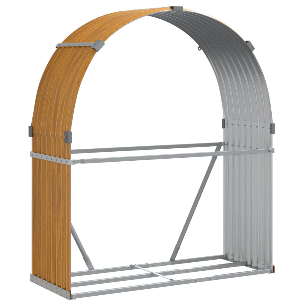 brændestativ 120x45x140 cm galvaniseret stål trælook