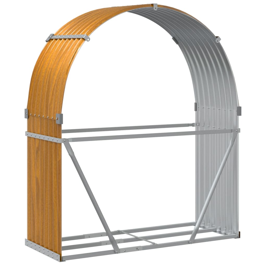 brændestativ 120x45x140 cm galvaniseret stål trælook
