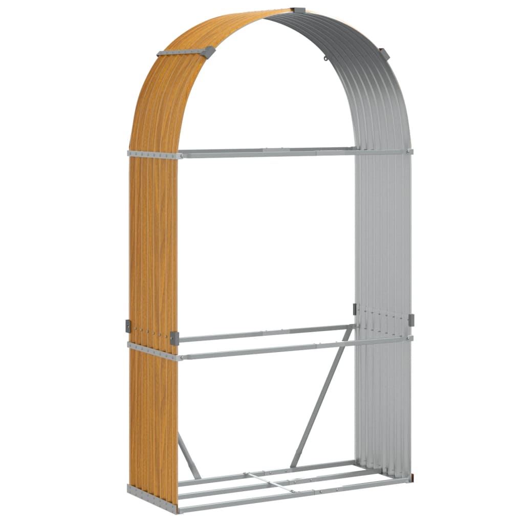 brændestativ 120x45x210 cm galvaniseret stål trælook